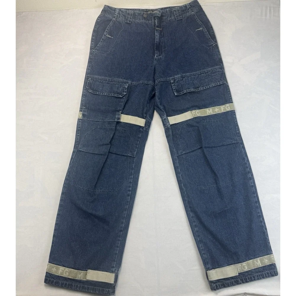 Marithe Francois Girbaud Shuttle Cargo Jeans Mens 34x35 Y2K Reflective M+FG